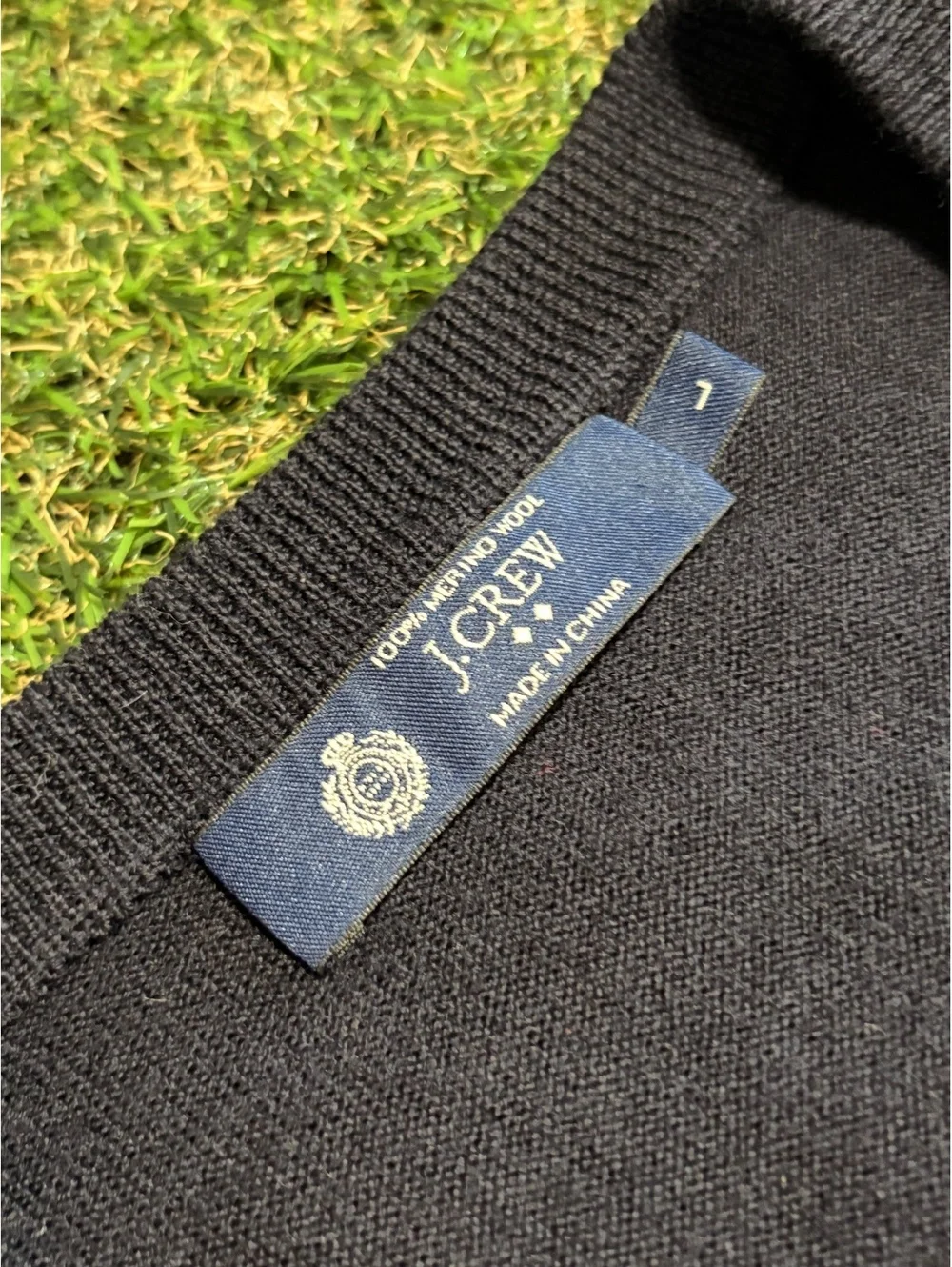 J.Crew Black 100% Merino Wool V-Neck Sweater Vest Size L
